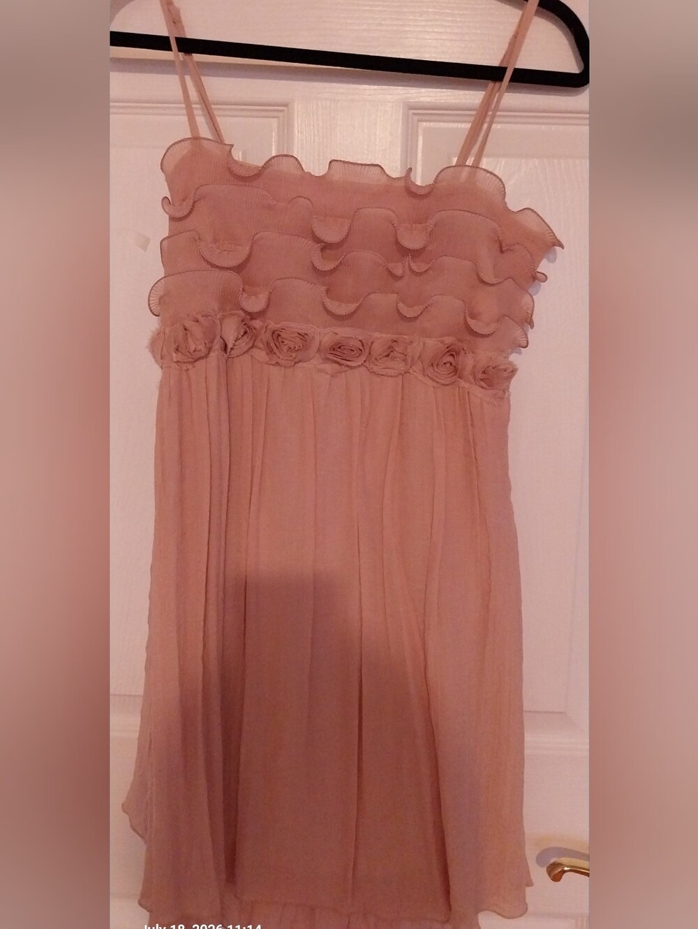 Beautiful Dusty Blush Ruffle-Top Spaghetti Strap Dress